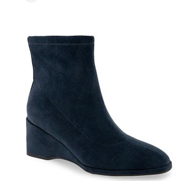 New Aerosoles Women's Anouk Wedge Booties Navy Blue 8M - Picture 1 of 8